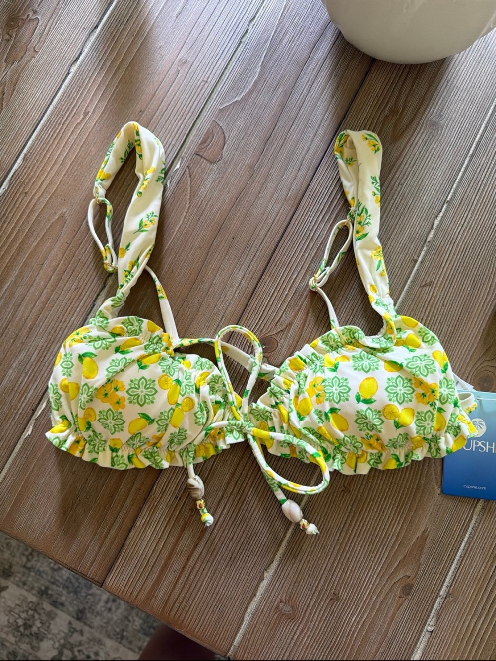 NWT Lemon Print Tie-Front Bikini set